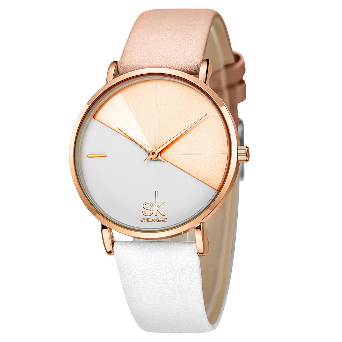 SHENGKE Classic Simplicity Women Watch Genuine Leather Strap Elegant Women Watches Ladies Wristwatch(White-Marble)