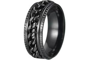 Udolfly Mens Fidget Rings Anxiety Rings for Men Womens Chain Spinner Rings for Adults Titanium Steel Rings