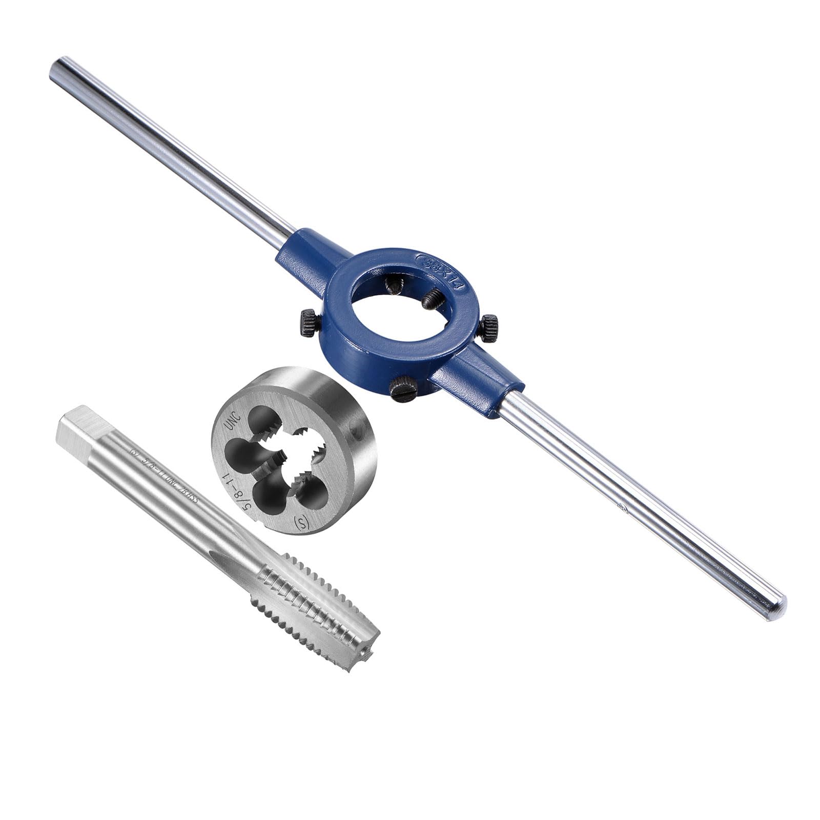 CoCud Tap and Die Stock Handle Set, 5/8-11 UNC Die & Fit 26mm-38mm OD / M12-M16 Die, High Speed Steel Thread Tapping and Wrench Tool Kit - (Applications: for Threading Repairing)