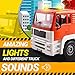 WolVol Friction Powered Construction Crane Truck Toy with Lights and Sounds for Kids, Crane arm can Expand to 18 inches