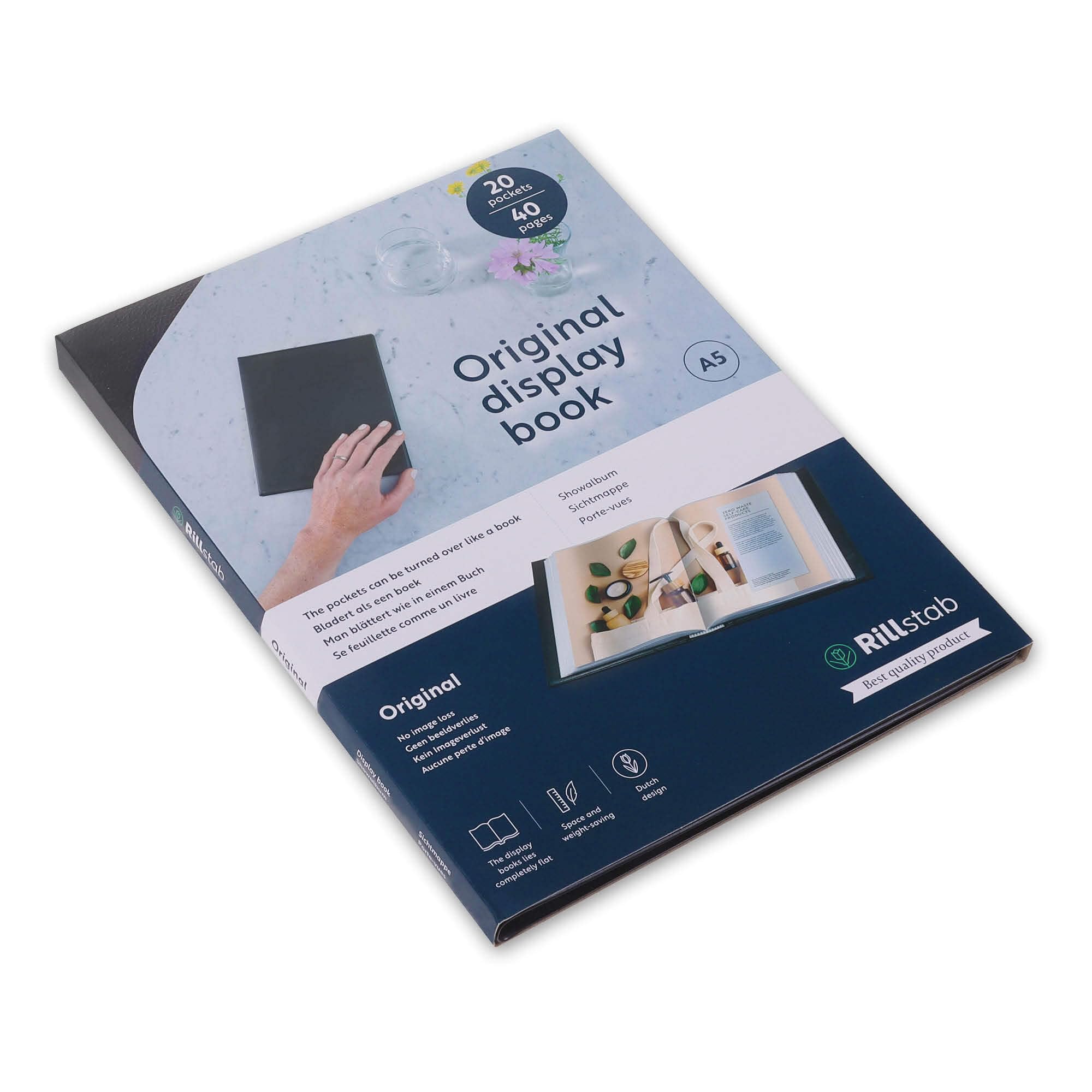 Rillstab Original A5 Display Book (20 Transparent/Clear Pockets) | Front Page Ring Binder Portfolio & Project Presentation Folder for Meetings & Conferences| Poly Clear Pocket Folder | Black | 99524