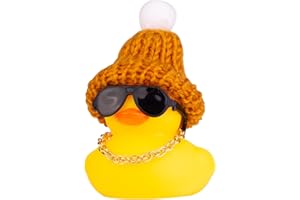 MuMyer Car Rubber Duck Ornament Winter Duck Car Dashboard Decoration with Mini Beanie Hat Sunglasses Necklace or Bow for Car Dashboard Decoration Accessories(B7)