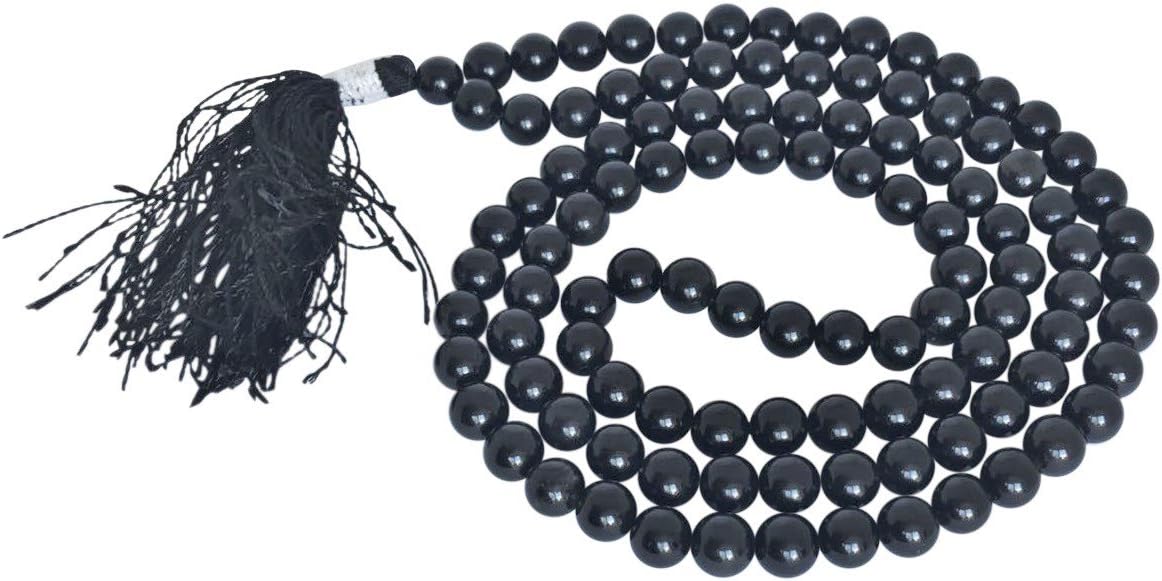 Artisan Crafted Genuine Gemstone Jaap Mala 108 Beads - Authentic Natural Stone Long Tassel Chakra Necklace ~ Handmade Ethically Sourced from India ~ Presented in BellaMira Gift Box (Black Obsidian)