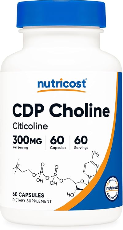 Nutricost CDP Choline 300mg Citicoline 60 Veggie Capsules Non-GMO Vegan