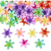 SUNNYCLUE 1 Box 60pcs Plumeria Flower Beads Summer Flower Beads Acrylic Plastic Ocean Hawaii Floral Blossom Plumeria Loose Spacers Bulk for Jewelry Making Supplies Women Summer Party DIY Gifts Crafts