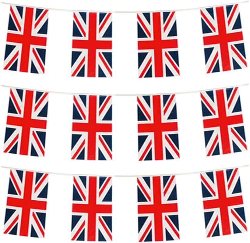 GrassVillage MEGA VALUE Union Jack Flag Bunting, 33ft (10m) Long with 24 Flags, UK Banner for 2025 Olympics, Euro Football
