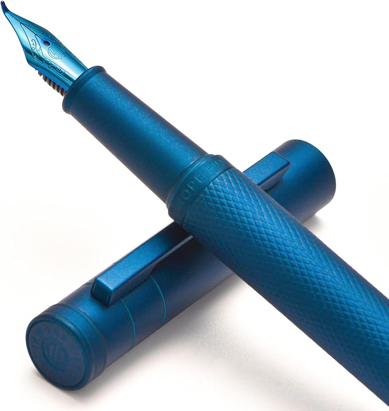 Hongdian erofa Dark Blue Bent Nib Fountain Pen Fude with Converter Box Set