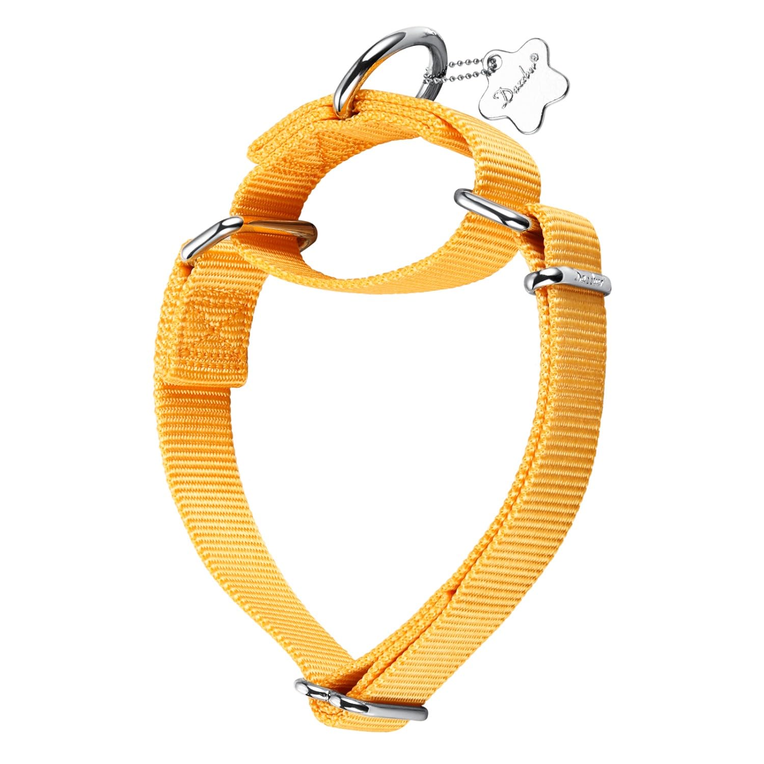 Dazzber Martingale Dog Collars - Heavy Duty Nylon Anti - Escape Pet Collar for Medium and Large Dogs - Walking Training Daily Use.(Large, Bright Yellow)