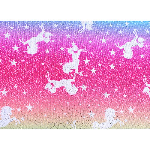 Gymnastics Long Sleeve Leotards for Girls Kids Ballet Sparkle Ribbons Dancewear (04 Rainbow unicorns, 120(4-5Y))