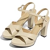 Lyngixko Block Heeled Platform Sandals Chunky Open Toe Shoes for Women