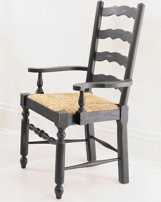 Attic Heirlooms Ladderback Arm Chair in Antique Black (Set