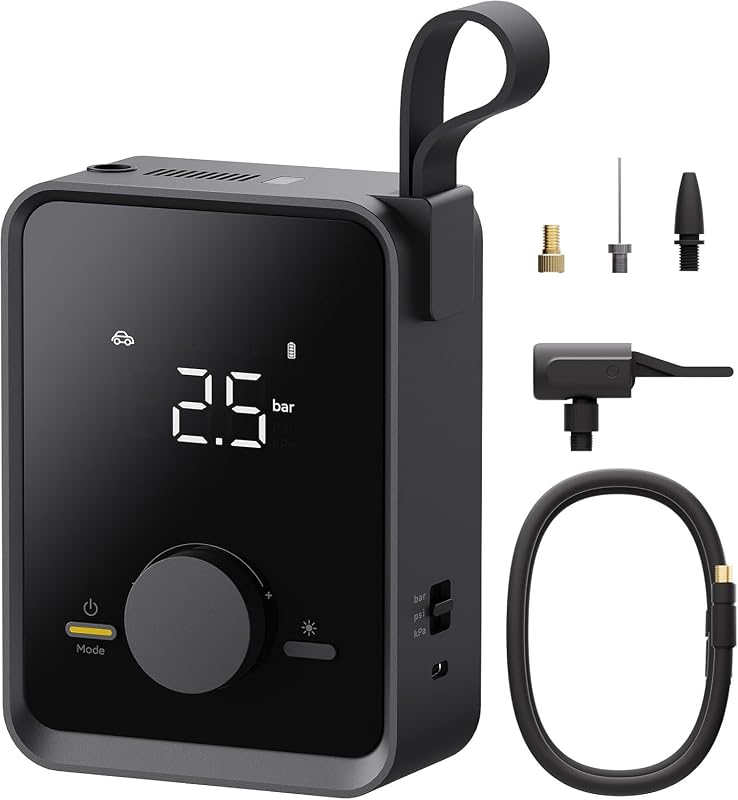 Compresor Aire Portatil 120PSI, Hinchador Ruedas Coche 2500mAh Batería