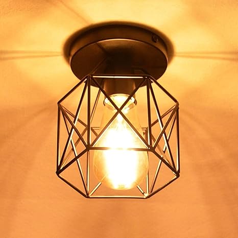 Retro Industrial Ceiling Lamp Vintage Ceiling Light Black Metal