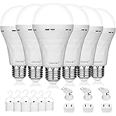 Ostwiki Emergency Rechargeable Light Bulbs,6 Pack Battery Operated Backup Light Bulb for Power Outage Camping Outdoor Hurricane 9W E27 8500K 1200mAh White Equivalent Self-Charging LED Light Bulbs
