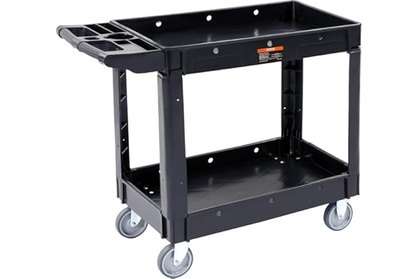 VEVOR Utility Service Cart, 2 Shelf 550LBS Heavy Duty Plastic Rolling Utility Cart with Swivel Wheels, Medium Lipped Shelf, E