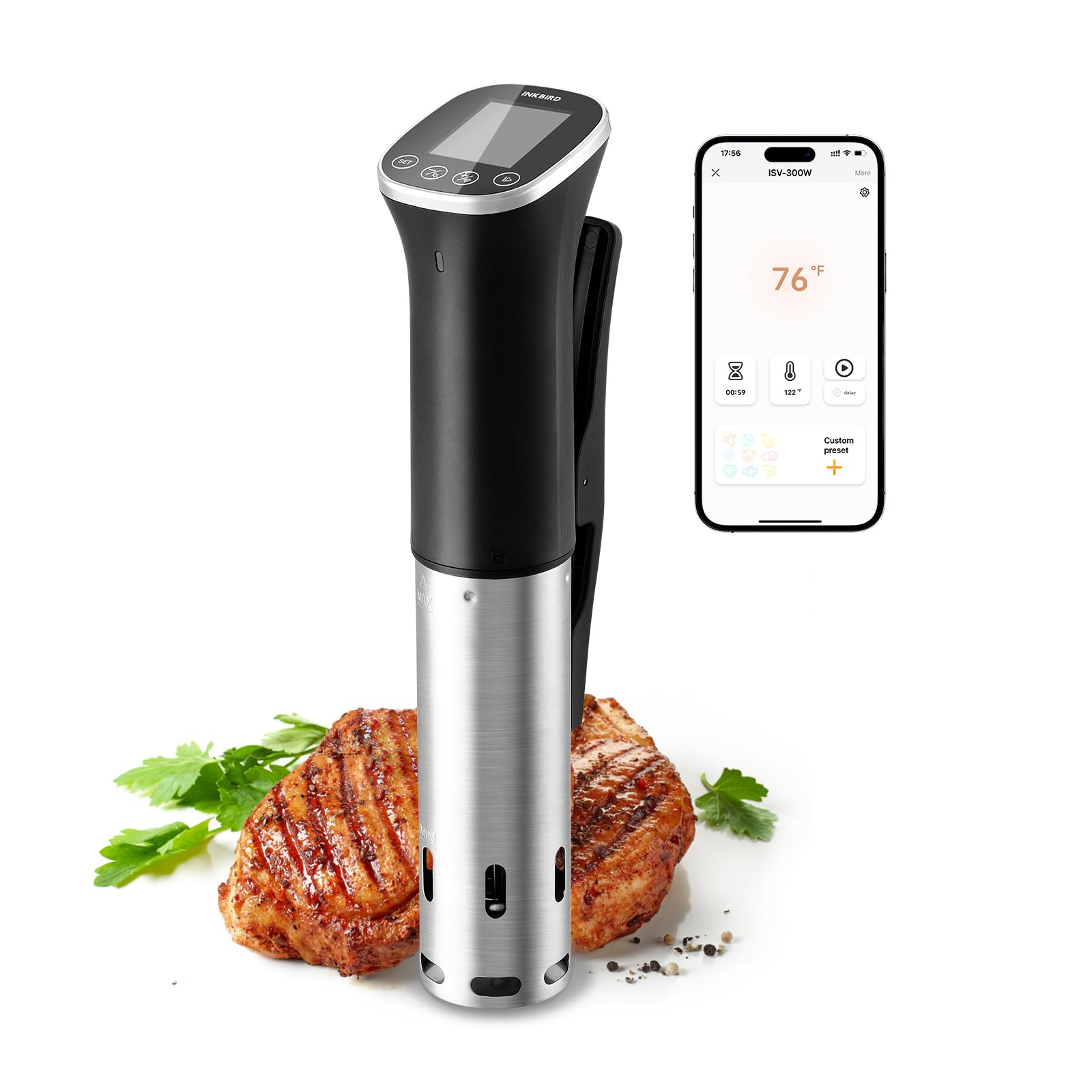 Photo 1 of INKBIRD WIFI Sous Vide Cooker ISV-300W, 1000 Watts Sous-Vide Machine with 14 Preset Recipes, 3D Fast-Heating Thermal Immersion Circulator with Timer