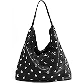 Liziblloy Studded Hobo Bags for Women Soft Vegan Leather Studded Slouchy Shoulder Handbag Tote Purse