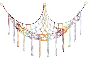 Handwoven Large Stuffed Animal Hammock Net, 1-Pack Wall Mounted Stuffed Animal Storage Hammock, Corner Hanging Organizer Net 