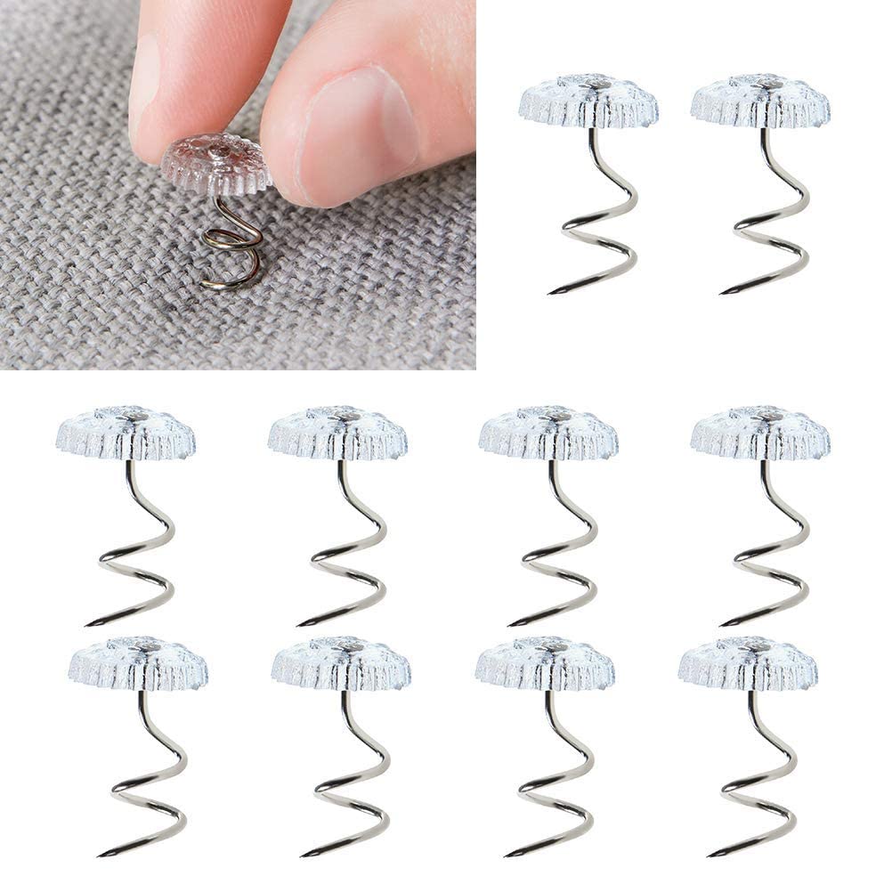 Clear Heads Twist Pins,50 PCS Bed Skirt Pins Plastic Slip Cover Fasteners Pins for Upholstery Slipcovers Mattresses Bedskirts Headliner