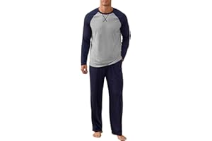 NITAGUT Men's Pajama Set Long Sleeve Sleepwear 2 Piece Loungewear with Pockets Soft Comfy Nightwear