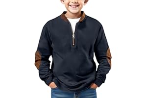 GENERIC Boys Long Sleeve Shirts Kids Quarter Zip Sweatshirt Soild Casual Pullover Shirt Outdoor Fall Clothes for Teen Boy