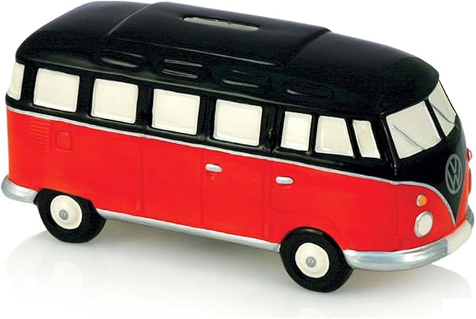 VW Volkswagen furgoneta de cerámica y rojo Hucha caja de dinero negro: Amazon.es: Hogar