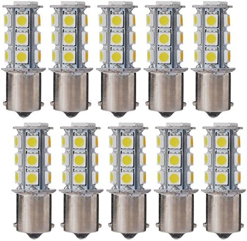 PhotonDynamic 1156 1141 1003 7506 BA15S 18 SMD RV Camper White LED Light Bulbs Tail Backup -10PCS.