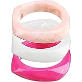 Landical 3 Pcs Colorful Square Acrylic Resin Bangle Bracelet Wide Geometric Irregular Wristbands Women