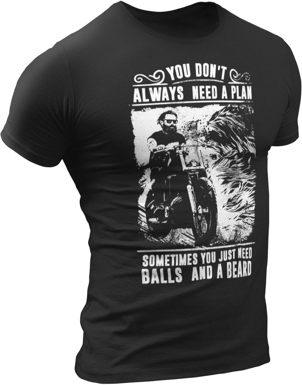 Funny Motorcycle Tag T-Shirt by Detroit Rebels | Mens Vintage Classic Tshirt Black