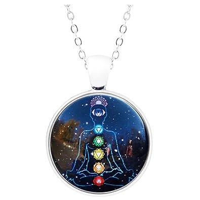 Klimisy - Chakra Kette mit Anhänger aus Glas - Buy one & Plant one Tree - Hochwertige Halskette mit Yoga-Medaillon - Eco & Fa