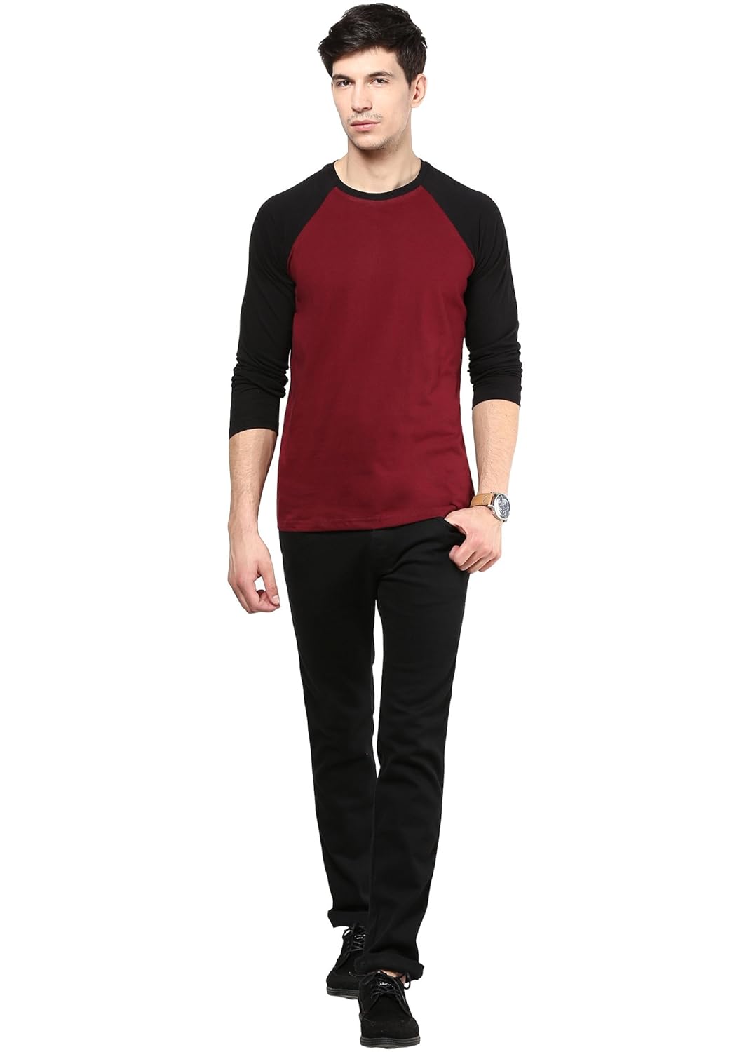 inkovy men's raglan neck full sleeve cotton t-shirt