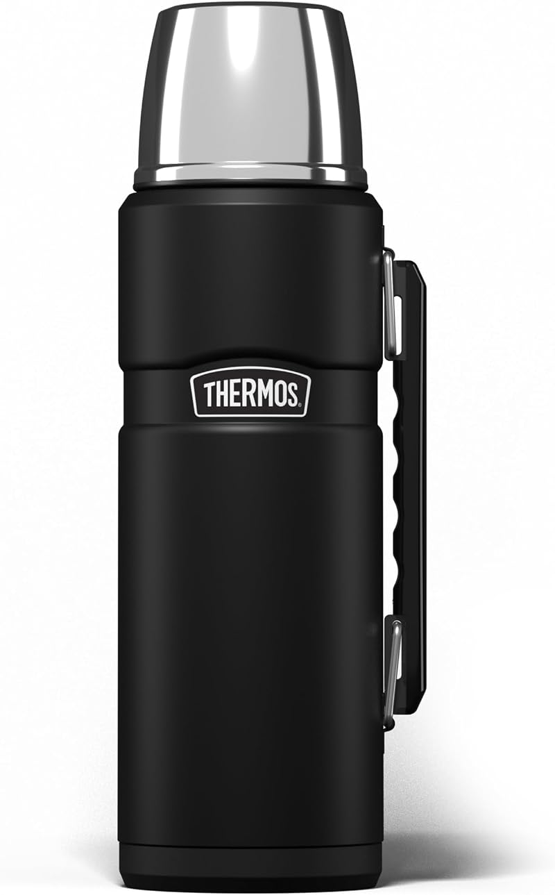 Thermos Stainless King Matt Black 1.2L Travel Flask Leak Proof Insulated