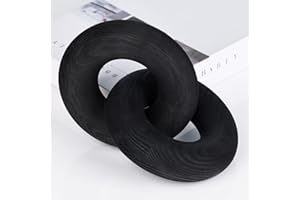 XMGZQ Wood Knot Decor, 2-Link Decorative Chain Hand Carved Boho Wood Knot Decor for Bookshelf Desk Living Room Coffee Table Farmhouse Wood Decor Ornament (Black)