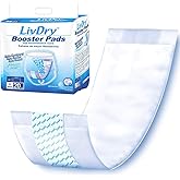 LivDry Incontinence Booster Pads, Use with Adult Diapers for Women and Men, Extra Comfort Softness, Disposable Pad (20 Count, Regular Length)