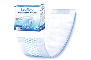 LivDry Incontinence Booster Pads, Use with Adult Diapers for Women and Men, Extra Comfort Softness, Disposable Pad (20 Count, Regular Length)