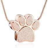 Paw Print Urn Necklace for Ashes Pet Paw Cremation Jewelry Ashes Necklace Keepsake Memorial Jewelry for Pet/Dog's/Cat's Ashes Pendant Gifts for Men/Women