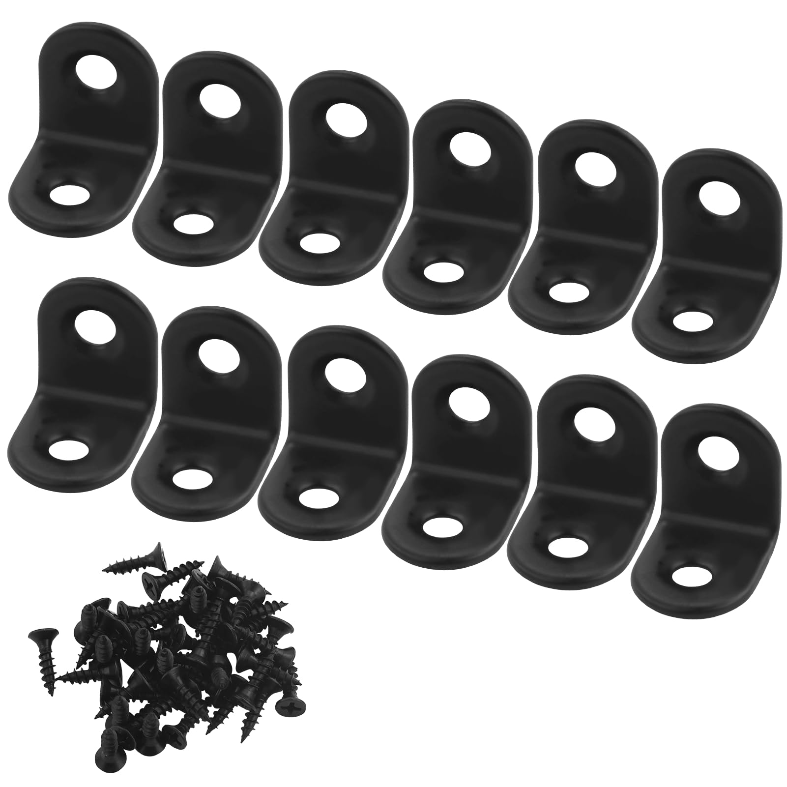 RESTALLADNWEST 22 Pcs Angle Brackets, 20 × 20mm, Black Stainless Steel L Brackets, Furniture Mount, Corner Brace with 44 Screws