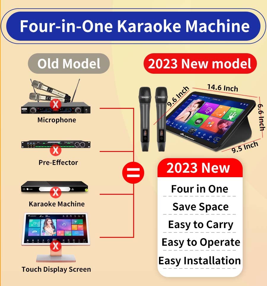 2023 New Inandon Karaoke Player,15.6 Inch Touch Screen Phone App