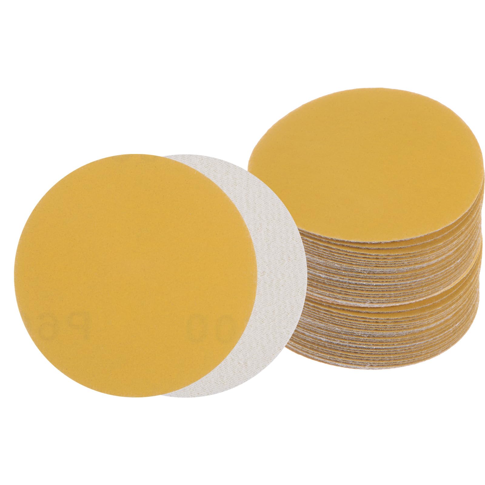 Kozelo 50pcs No Hole Sanding Discs- [ 3 Inch 600 Grit ] Round Hook and Loop Grip Sanding Pads Sheet Sandpaper for Automotive Metal Polishing Use| Gold, Aluminum Oxide