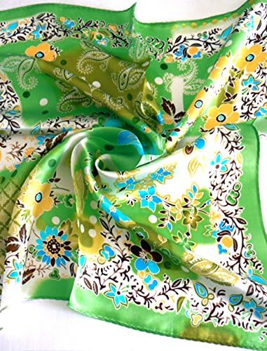 Miny Flowers 100% Charmeuse Silk Scarf Bandana Headband By Silksalon A1062