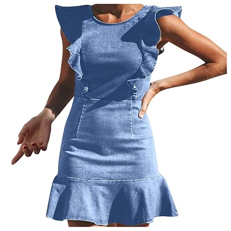 cap sleeve denim dress