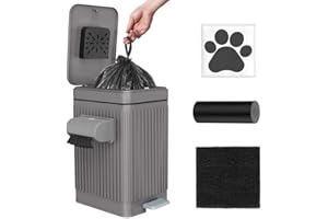 organizelink Dog Poop Trash Can for Outside & Indoor, 5L/1.3Gal Small Pet Waste Bin with Odor Control Carbon Filter Lid, 2-Wa