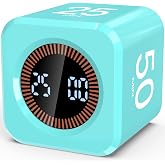 Digital Pomodoro Timer Cube 5/10/25/50min Preset, Silent &amp; Sound Alarm | Visual Productivity Flip Timer for Kids Classroom Desk, Custom Countdown, Gravity Sensor, for ADHD Study Work Game Kitchen