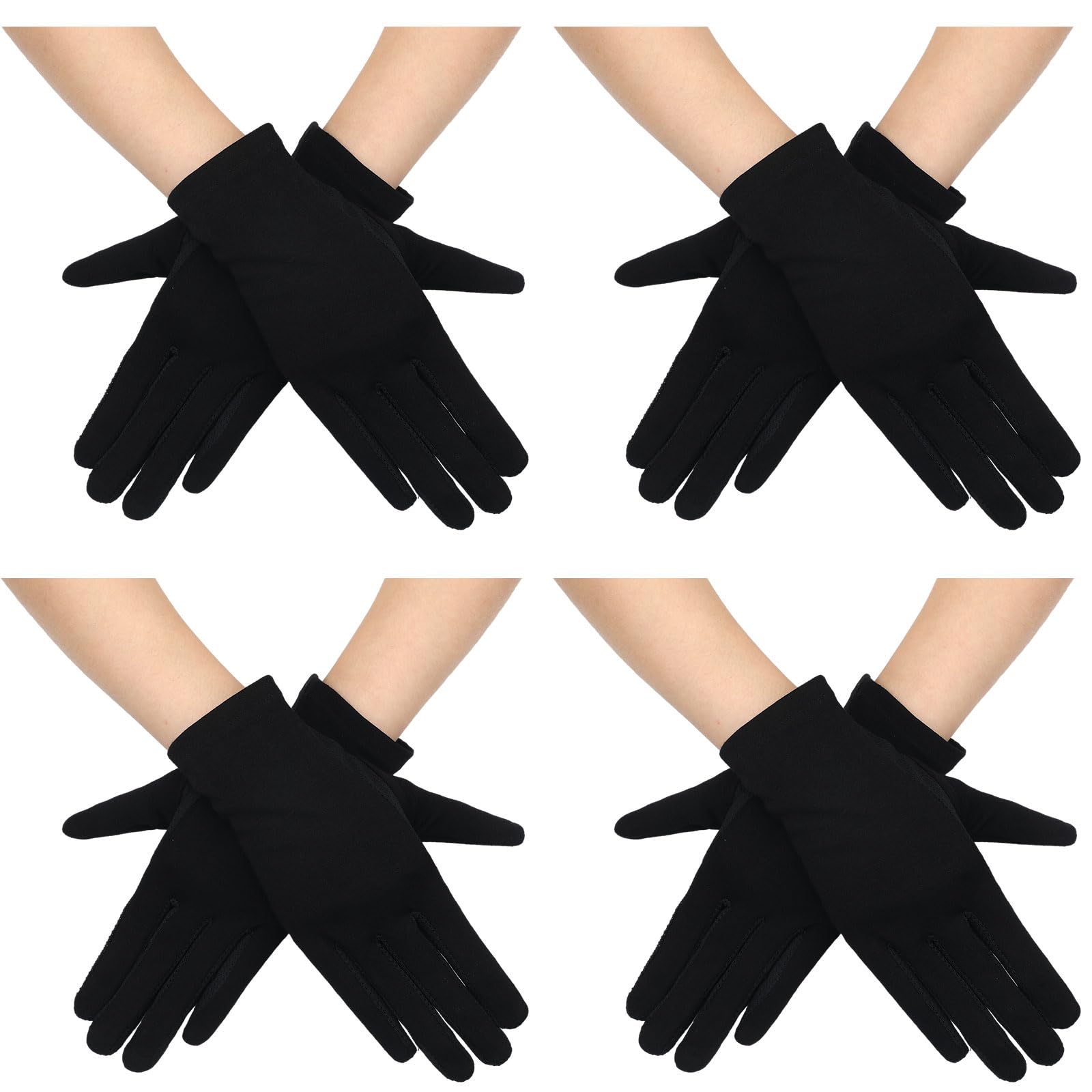 Photo 1 of Leumoi 4 Pairs Women UV Gloves Sun Protection Women's Cycling Driving Touchscreen Gloves(Black,Simple Style)