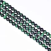 Asingeloo 60pcs 6mm Natural Tiger Eye Beads Round Loose Beads - Semi-Precious Stone for Jewelry Making, Bracelets, Necklaces, Crystal Healing Energy Stone for Courage & Clarity