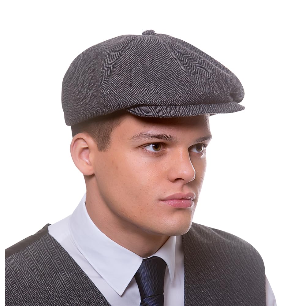 Wicked Costumes Adult Unisex Herringbone Flat Cap Fancy Dress Hat Accessory