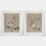 Set of 2 Vintage Black and Tan Art with Muted
