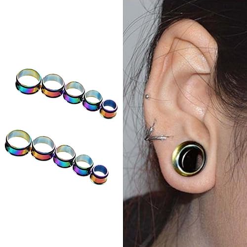 K-KED Acrylic Ear Flesh Tunnels Tapers Spirals Expanders Stretchers O-Ring Plug Kit !-black-5mm