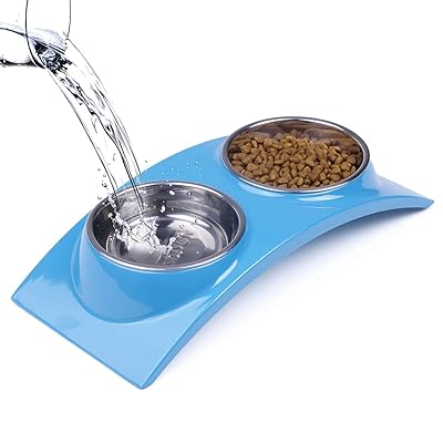 Super Design Dog Cat Bowl Double Stainless Steel Double Bowl for Food and Water Feeder