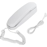 OFCN White OF-990 Slimline Wall-Mountable Basic Corded Telephone No AC Power Required